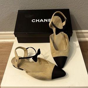 Chanel sling back with bow details